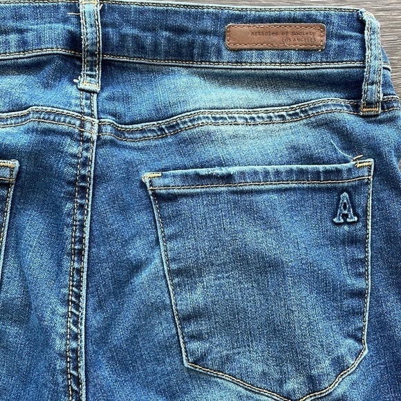 Sz25 Articles of Society Skinny Distressed Raw Hem Denim in Wood Wash VVGUC - Picture 11 of 14